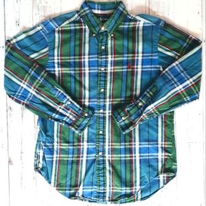 Polo Ralph Lauren FLANNEL Men's Large Plaid Soft Shirt Button Down Classic EUC